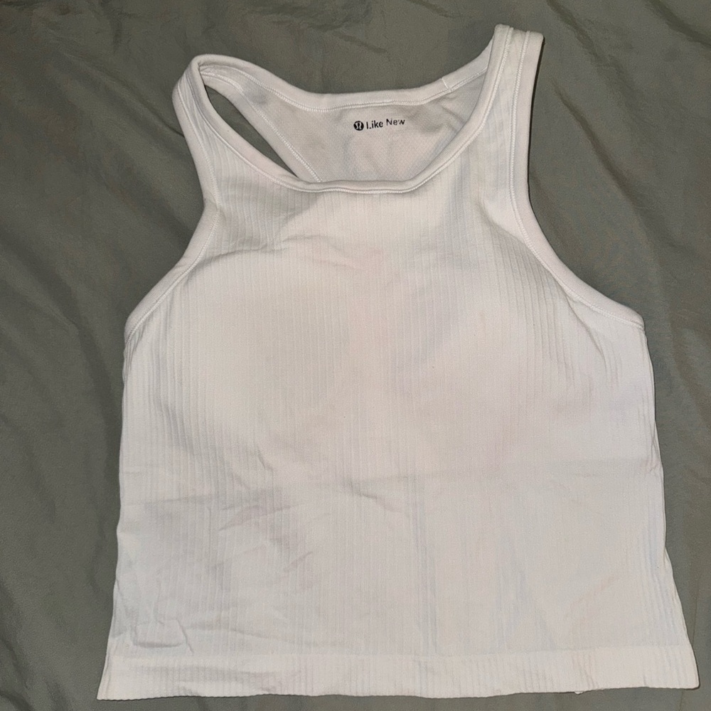 Lululemon White Ebb to Street Cropped Racerback Tank Top
